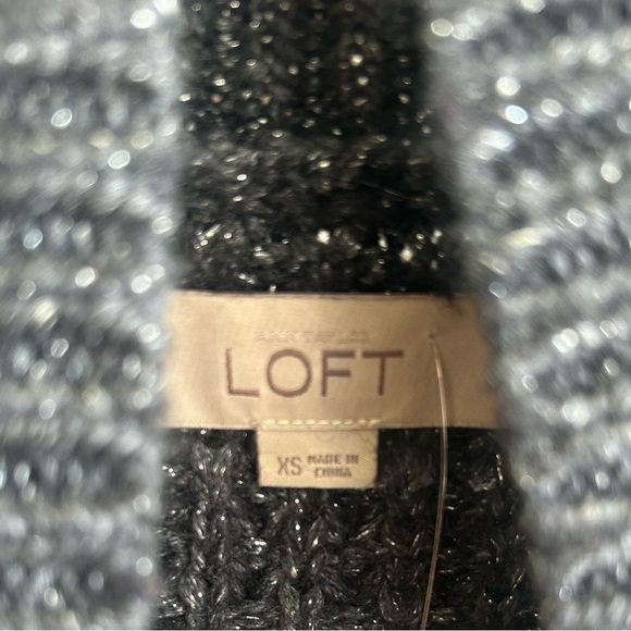 LOFT WOMEN WOOL BLEND GRAY METALIC SHIMMER STRETCHY SWEATER IN SIZE XS MOCK NECK - Picture 6 of 6
